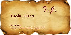 Turák Júlia névjegykártya
